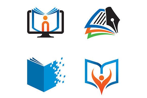 4 Book Logo Symbol or Icon Design for Versatile Use