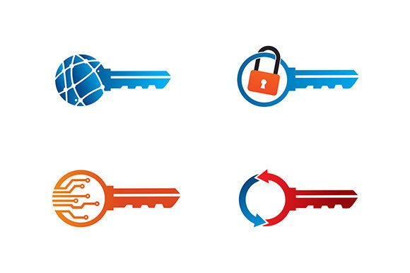 4 Modern Key Logo or Icon