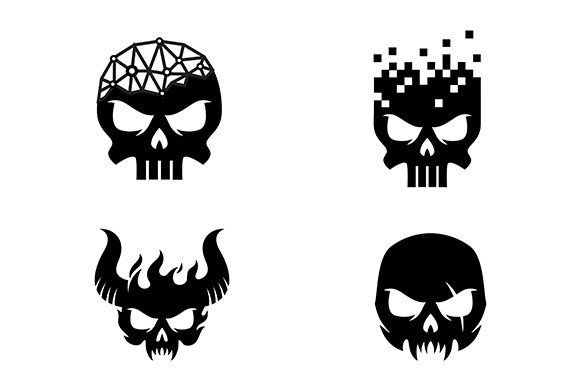 4 Modern Skull Logo or Icon for Contemporary Design Needs