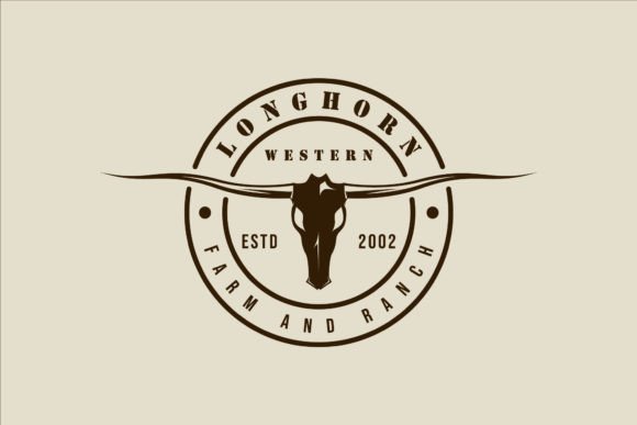 Longhorn Texas Logo Vector Retro Design: A Timeless Graphic Asset for Ranch and Western-Themed Projects