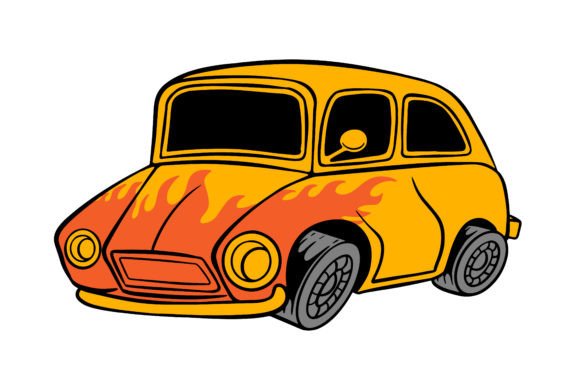 Race Car with Fire Clipart: A Dynamic Design Element for Creative Projects